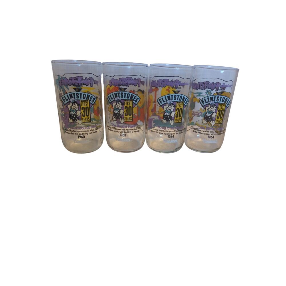 Vintage 1991 Hanna Barbera First 30 years Flintstones drinking Glasses
